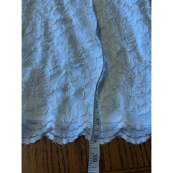 David's Bridal Babydoll Halter White Sequin Dress Sz 14 Lace Dainty Wedding Prom - Picture 14 of 16